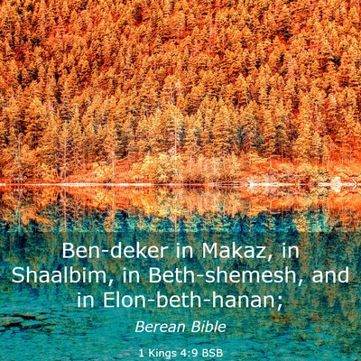 Picture 03 - 1 Kings 4:9 BSB - Ben-deker in Makaz, in Shaalbim, in Beth-shemesh, - Bible Verse Picture