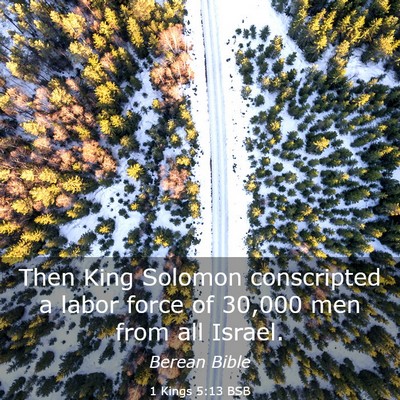 Picture 03 - 1 Kings 5:13 BSB - Then King Solomon conscripted a labor force of - Bible Verse Picture