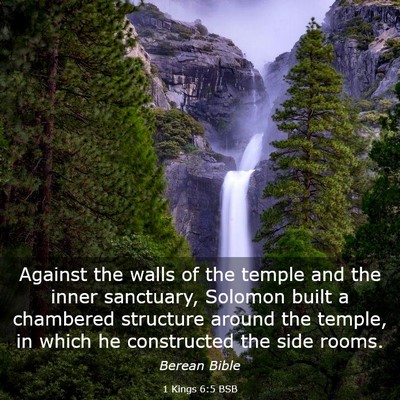 Picture 03 - 1 Kings 6:5 BSB - Against the walls of the temple and the inner - Bible Verse Picture