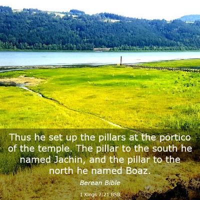 Picture 03 - 1 Kings 7:21 BSB - Thus he set up the pillars at the portico of the - Bible Verse Picture