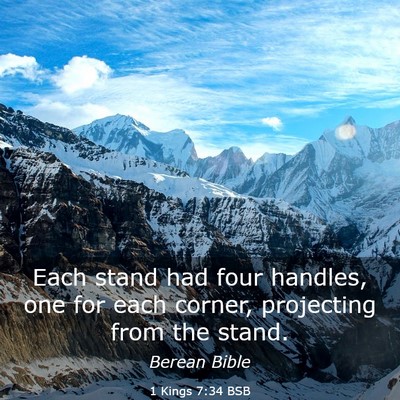 Picture 03 - 1 Kings 7:34 BSB - Each stand had four handles, one for each corner, - Bible Verse Picture