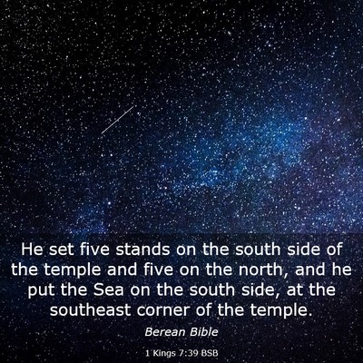 Picture 03 - 1 Kings 7:39 BSB - He set five stands on the south side of the - Bible Verse Picture