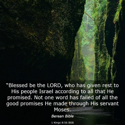 Picture 03 - 1 Kings 8:56 BSB - “Blessed be the LORD, who has given rest to His - Bible Verse Picture
