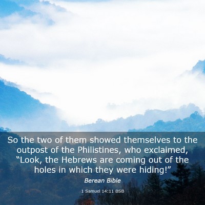 Picture 03 - 1 Samuel 14:11 BSB - So the two of them showed themselves to the - Bible Verse Picture