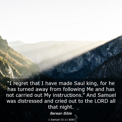 Picture 03 - 1 Samuel 15:11 BSB - “I regret that I have made Saul king, for he - Bible Verse Picture