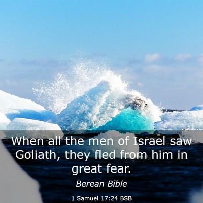 Picture 03 - 1 Samuel 17:24 BSB - When all the men of Israel saw Goliath, they fled - Bible Verse Picture