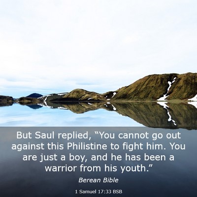 Picture 03 - 1 Samuel 17:33 BSB - But Saul replied, “You cannot go out against - Bible Verse Picture