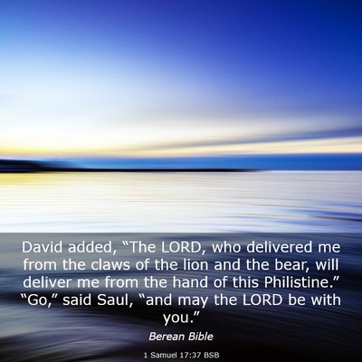 Picture 03 - 1 Samuel 17:37 BSB - David added, “The LORD, who delivered me from - Bible Verse Picture