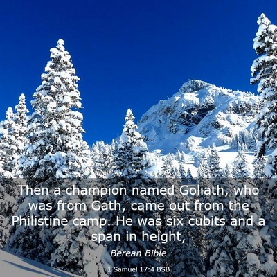 Picture 03 - 1 Samuel 17:4 BSB - Then a champion named Goliath, who was from Gath, - Bible Verse Picture