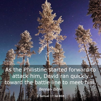 Picture 03 - 1 Samuel 17:48 BSB - As the Philistine started forward to attack him, - Bible Verse Picture