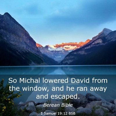 Picture 03 - 1 Samuel 19:12 BSB - So Michal lowered David from the window, and he - Bible Verse Picture