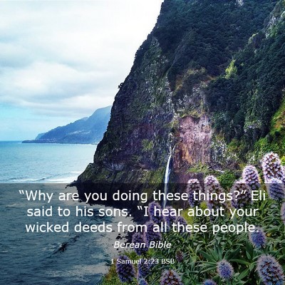 Picture 03 - 1 Samuel 2:23 BSB - “Why are you doing these things?” Eli said to - Bible Verse Picture