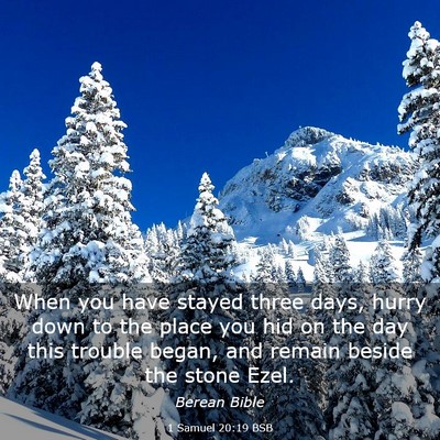 Picture 03 - 1 Samuel 20:19 BSB - When you have stayed three days, hurry down to - Bible Verse Picture