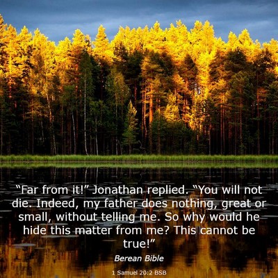 Picture 03 - 1 Samuel 20:2 BSB - “Far from it!” Jonathan replied. “You will - Bible Verse Picture