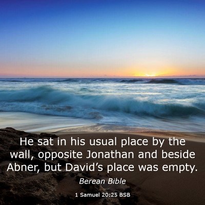Picture 03 - 1 Samuel 20:25 BSB - He sat in his usual place by the wall, opposite - Bible Verse Picture