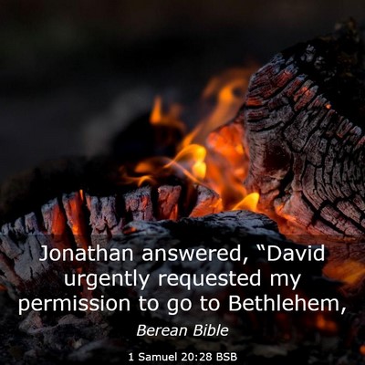 Picture 03 - 1 Samuel 20:28 BSB - Jonathan answered, “David urgently requested my - Bible Verse Picture