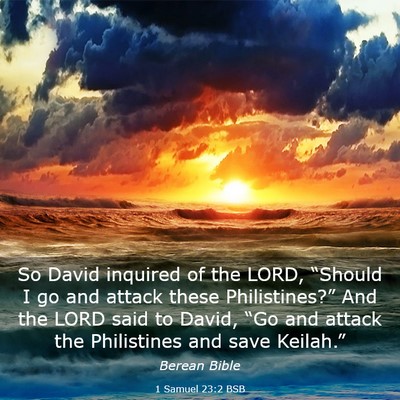 Picture 03 - 1 Samuel 23:2 BSB - So David inquired of the LORD, “Should I go and - Bible Verse Picture