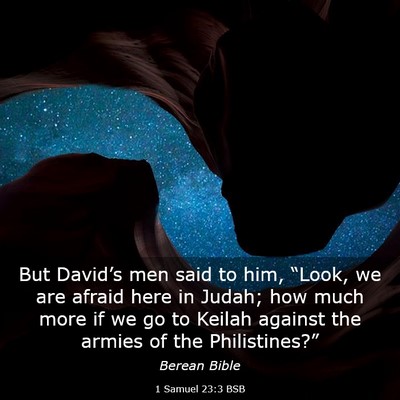 Picture 03 - 1 Samuel 23:3 BSB - But David’s men said to him, “Look, we are - Bible Verse Picture