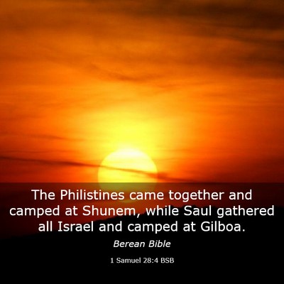 Picture 03 - 1 Samuel 28:4 BSB - The Philistines came together and camped at - Bible Verse Picture
