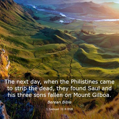 Picture 03 - 1 Samuel 31:8 BSB - The next day, when the Philistines came to strip - Bible Verse Picture