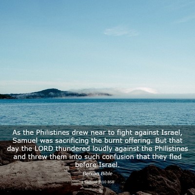 Picture 03 - 1 Samuel 7:10 BSB - As the Philistines drew near to fight against - Bible Verse Picture