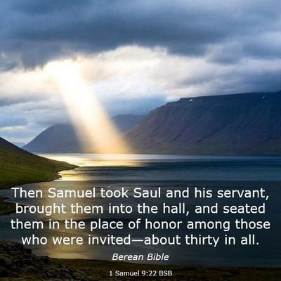 Picture 03 - 1 Samuel 9:22 BSB - Then Samuel took Saul and his servant, brought - Bible Verse Picture
