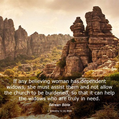 Picture 03 - 1 Timothy 5:16 BSB - If any believing woman has dependent widows, she - Bible Verse Picture