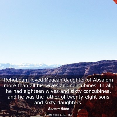 Picture 03 - 2 Chronicles 11:21 BSB - Rehoboam loved Maacah daughter of Absalom more - Bible Verse Picture