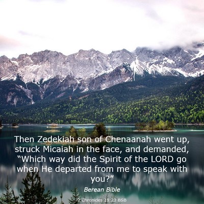 Picture 03 - 2 Chronicles 18:23 BSB - Then Zedekiah son of Chenaanah went up, struck - Bible Verse Picture