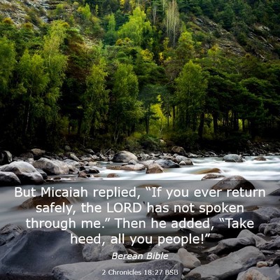 Picture 03 - 2 Chronicles 18:27 BSB - But Micaiah replied, “If you ever return - Bible Verse Picture