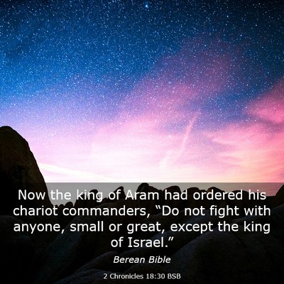 Picture 03 - 2 Chronicles 18:30 BSB - Now the king of Aram had ordered his chariot - Bible Verse Picture