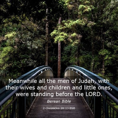 Picture 03 - 2 Chronicles 20:13 BSB - Meanwhile all the men of Judah, with their wives - Bible Verse Picture