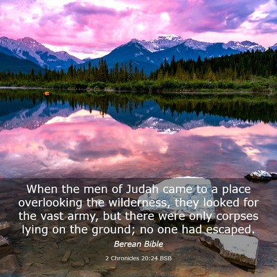 Picture 03 - 2 Chronicles 20:24 BSB - When the men of Judah came to a place overlooking - Bible Verse Picture