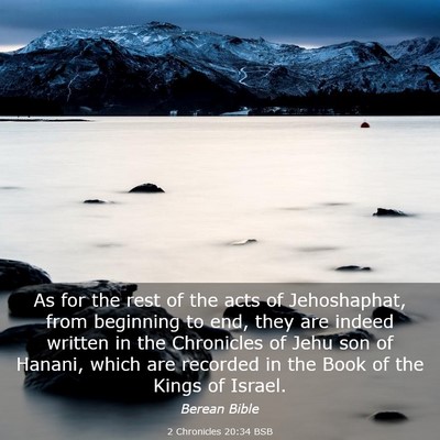 Picture 03 - 2 Chronicles 20:34 BSB - As for the rest of the acts of Jehoshaphat, from - Bible Verse Picture