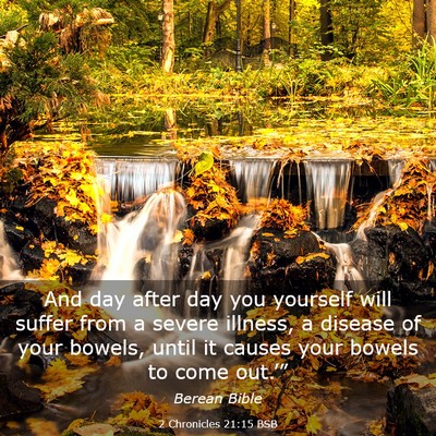 Picture 03 - 2 Chronicles 21:15 BSB - And day after day you yourself will suffer from a - Bible Verse Picture