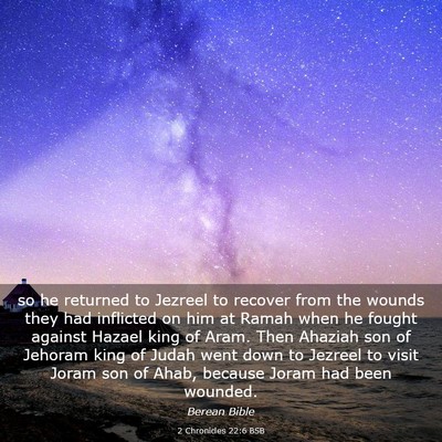 Picture 03 - 2 Chronicles 22:6 BSB - so he returned to Jezreel to recover from the - Bible Verse Picture