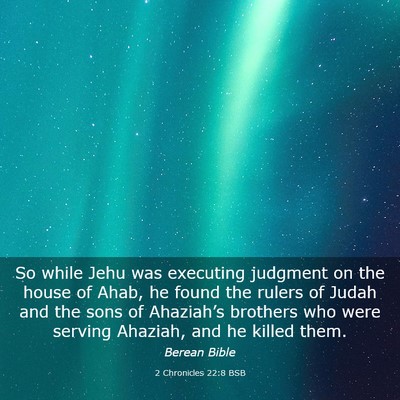 Picture 03 - 2 Chronicles 22:8 BSB - So while Jehu was executing judgment on the house - Bible Verse Picture