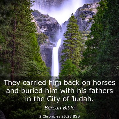 Picture 03 - 2 Chronicles 25:28 BSB - They carried him back on horses and buried him - Bible Verse Picture