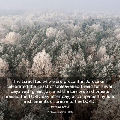 Picture 03 - 2 Chronicles 30:21 BSB - The Israelites who were present in Jerusalem - Bible Verse Picture