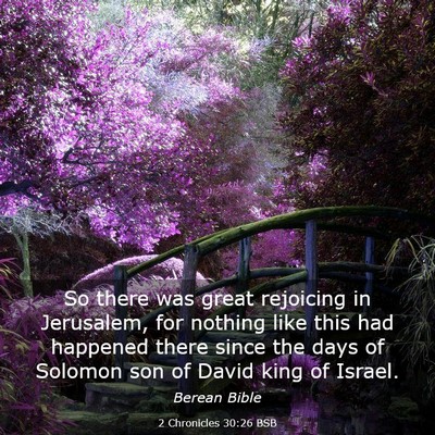 Picture 03 - 2 Chronicles 30:26 BSB - So there was great rejoicing in Jerusalem, for - Bible Verse Picture