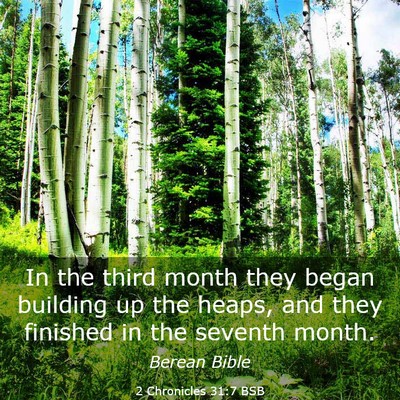 Picture 03 - 2 Chronicles 31:7 BSB - In the third month they began building up the - Bible Verse Picture