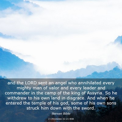 Picture 03 - 2 Chronicles 32:21 BSB - and the LORD sent an angel who annihilated every - Bible Verse Picture