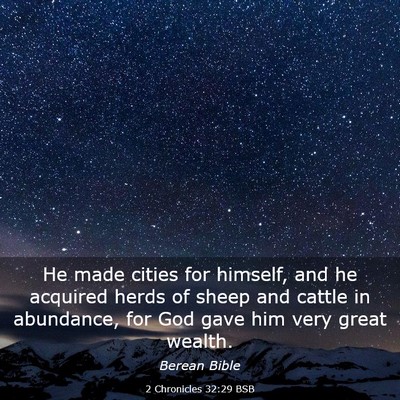 Picture 03 - 2 Chronicles 32:29 BSB - He made cities for himself, and he acquired herds - Bible Verse Picture