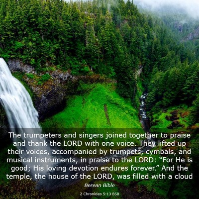 Picture 03 - 2 Chronicles 5:13 BSB - The trumpeters and singers joined together to - Bible Verse Picture