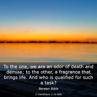 Picture 03 - 2 Corinthians 2:16 BSB - To the one, we are an odor of death and demise; - Bible Verse Picture