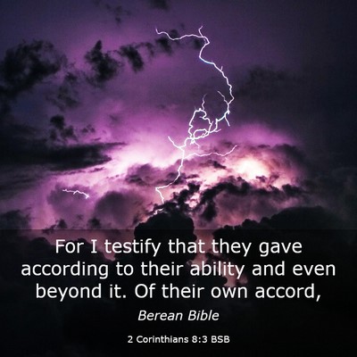 Picture 03 - 2 Corinthians 8:3 BSB - For I testify that they gave according to their - Bible Verse Picture