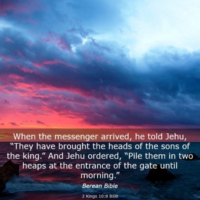 Picture 03 - 2 Kings 10:8 BSB - When the messenger arrived, he told Jehu, “They - Bible Verse Picture
