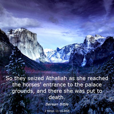 Picture 03 - 2 Kings 11:16 BSB - So they seized Athaliah as she reached the - Bible Verse Picture