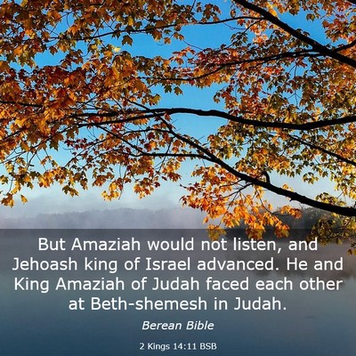 Picture 03 - 2 Kings 14:11 BSB - But Amaziah would not listen, and Jehoash king of - Bible Verse Picture