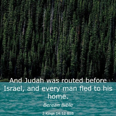Picture 03 - 2 Kings 14:12 BSB - And Judah was routed before Israel, and every man - Bible Verse Picture